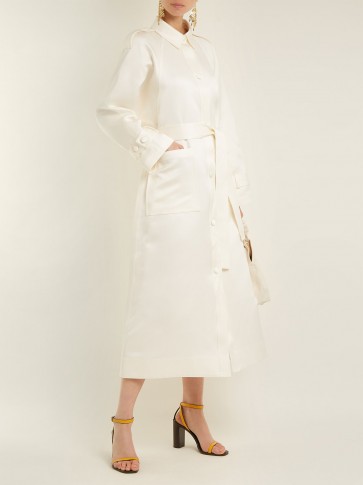 GABRIELA HEARST Frazier tie-waist duchess satin coat ~ luxe ivory coats