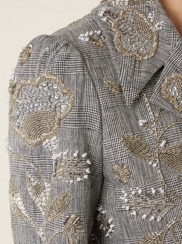 ERDEM Galice bead-embellished checked linen jacket ~ beautiful beaded jackets - flipped