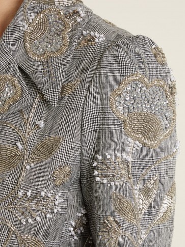ERDEM Galice bead-embellished checked linen jacket ~ beautiful beaded jackets
