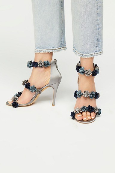 Charles David Garden Party Heel / blue floral heels - flipped