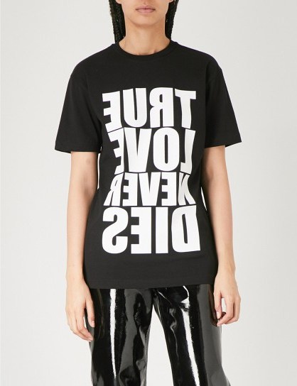 GARETH PUGH True Love print cotton-jersey T-shirt / black slogan t-shirts - flipped