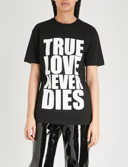 GARETH PUGH True Love print cotton-jersey T-shirt / black slogan t-shirts