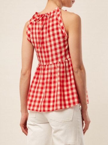 REDVALENTINO Gingham cotton top ~ red and white checked tie back tops - flipped