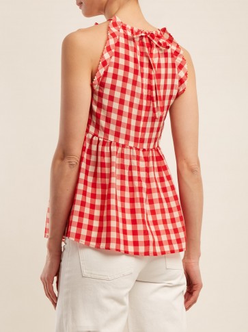 REDVALENTINO Gingham cotton top ~ red and white checked tie back tops
