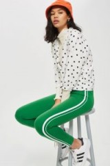 TOPSHOP Green Side Stripe Leggings ~ sporty trousers