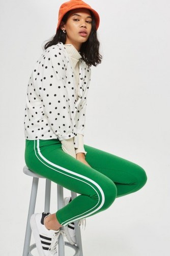 TOPSHOP Green Side Stripe Leggings ~ sporty trousers - flipped