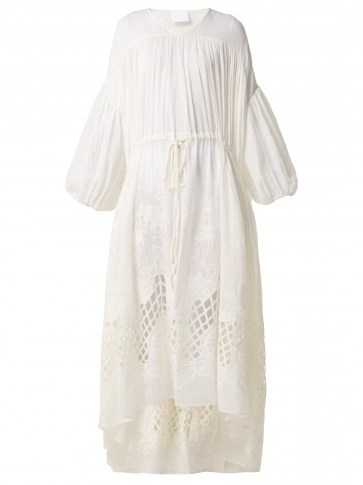 LOVE BINETTI Guipure-lace cotton dress ~ white boho summer dresses - flipped