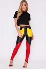 IN THE STYLE HADAR BLACK COLOUR BLOCK FAUX LEATHER TROUSERS | skinny pants
