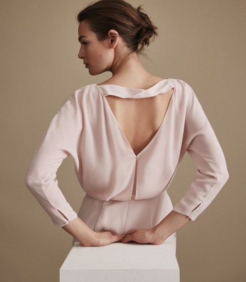 REISS HANNIE CHIFFON-TOP SHIFT DRESS SHELL ~ open back dresses ~ little details - flipped