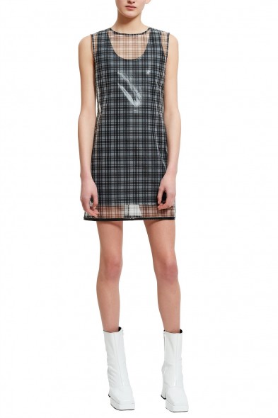 Helmut Lang CELLOPHANE PLAID SHELL DRESS – semi sheer dresses