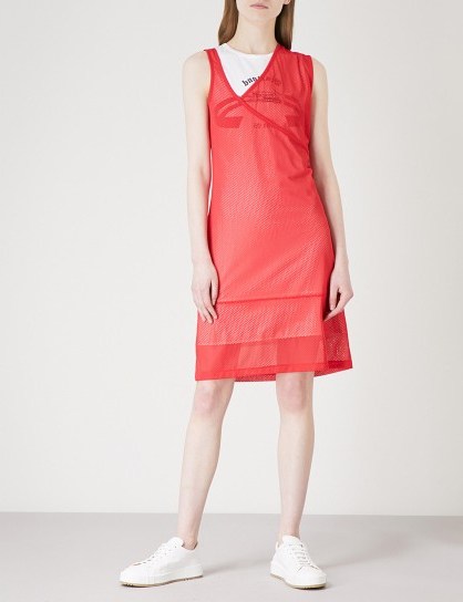 HELMUT LANG Re-Edition Diamond Head sports mesh and cotton dress ~ sporty red dresses - flipped