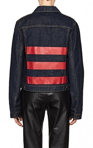 HELMUT LANG Striped Denim Jacket ~ dark blue jackets ~ red stripes - flipped