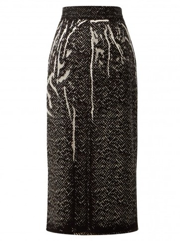 PRADA Herringbone-print denim pencil skirt | printed skirts - flipped