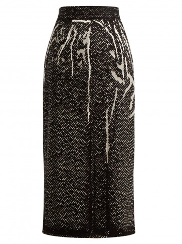 PRADA Herringbone-print denim pencil skirt | printed skirts