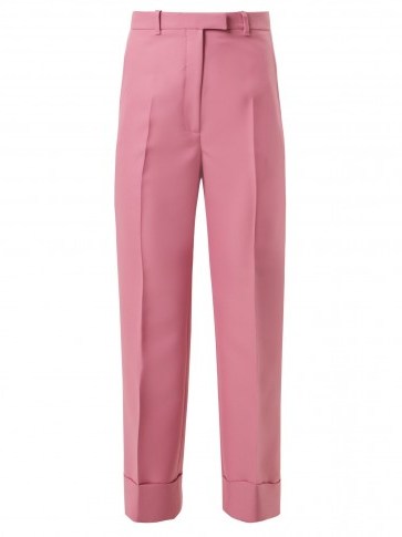 GUCCI High-rise straight-leg twill cropped trousers ~ pink turn-up pants - flipped