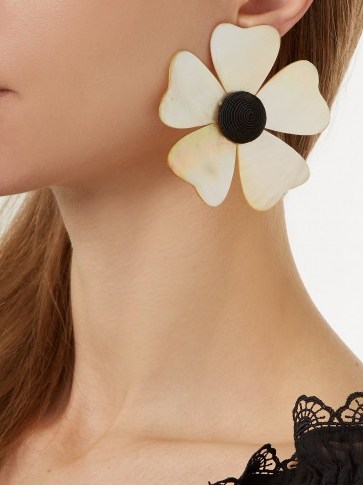 REBECCA DE RAVENEL Iris clip-on earrings ~ summer vacation flower earrings ~ statement jewellery - flipped