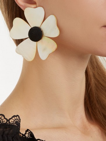 REBECCA DE RAVENEL Iris clip-on earrings ~ summer vacation flower earrings ~ statement jewellery