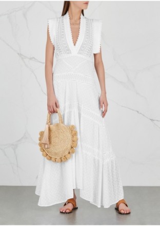 ISABEL MARANT Zayla broderie anglaise cotton midi dress | white plunge front boho dresses
