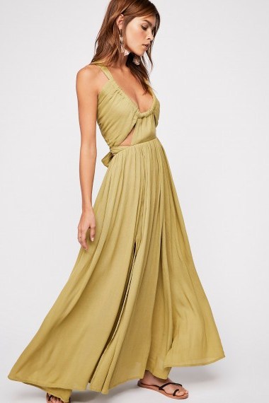 Endless Summer Issa Maxi Dress in Olive | long cross back plunge front summer dresses | boho style - flipped