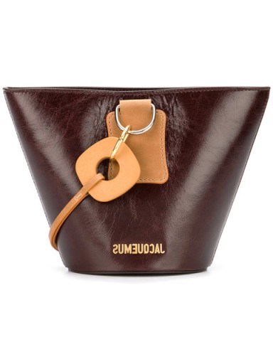 JACQUEMUS logo bucket bag / small brown leather crossbody - flipped