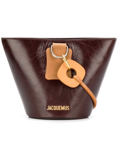 JACQUEMUS logo bucket bag / small brown leather crossbody