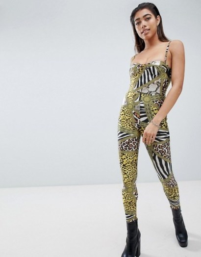 Jaded London Bustier Unitard In Animal Print | strappy printed unitards | fitted jumpsuits - flipped