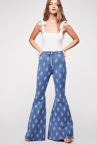 Just Float On Flare Jeans | printed extreme denim flares - flipped