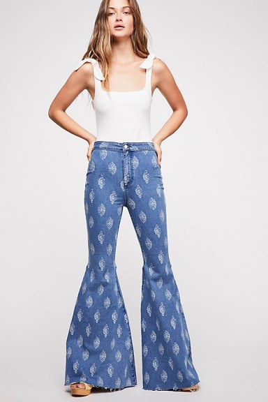 Just Float On Flare Jeans | printed extreme denim flares