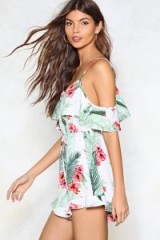 Nasty Gal Keep a Cool Head Palm Romper ~ cold shoulder playsuits