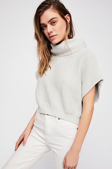 Free People Keep It Simple Vest in Ice | light grey high neck knitted tops