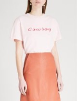 KITRI Cowboy cotton-jersey T-shirt – light pink slogan t-shirts