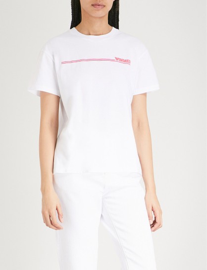 KITRI Winner cotton-jersey T-shirt / white slogan short sleeve t-shirts