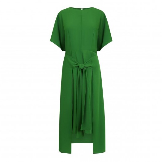 WAREHOUSE KNOT FRONT DRESS BRIGHT GREEN / front tie dresses - flipped