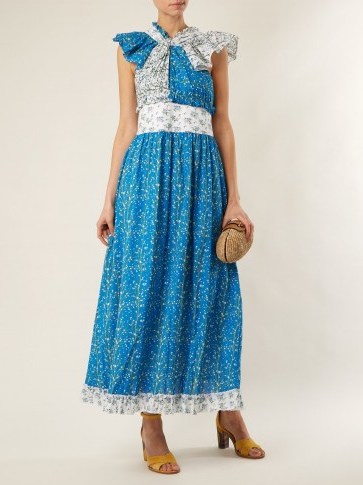GÜL HÜRGEL Knot-front blue cotton dress ~ feminine summer dresses - flipped