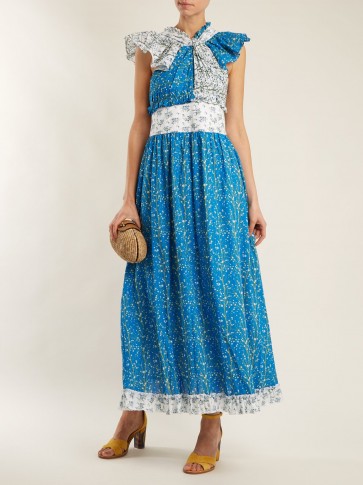 GÜL HÜRGEL Knot-front blue cotton dress ~ feminine summer dresses