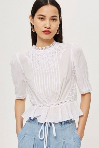 Topshop Lace Puff Sleeve Top | romantic white tops - flipped