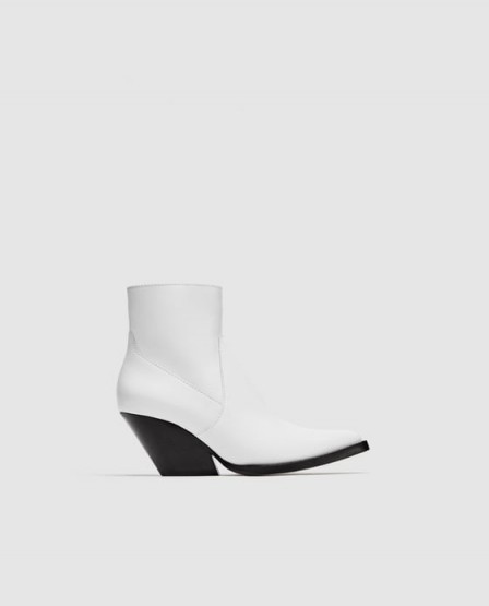 ZARA LEATHER COWBOY ANKLE BOOTS / angled heel