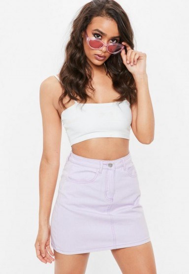 MISSGUIDED lilac washed a line denim mini skirt - flipped