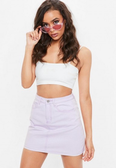 MISSGUIDED lilac washed a line denim mini skirt