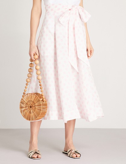 LISA MARIE FERNANDEZ Polka-dot linen skirt pink and white – spot print beach skirts