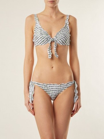 ON THE ISLAND Los Roques Fiocco geometric-print bikini ~ ruffled bikinis ~ vacation swimwear - flipped