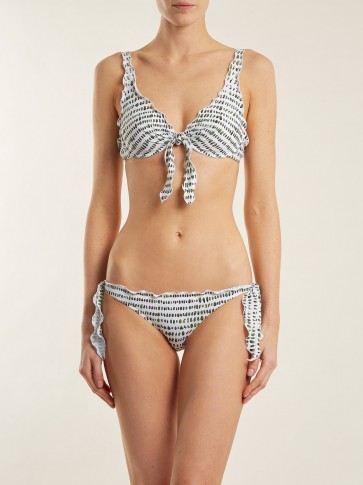 ON THE ISLAND Los Roques Fiocco geometric-print bikini ~ ruffled bikinis ~ vacation swimwear