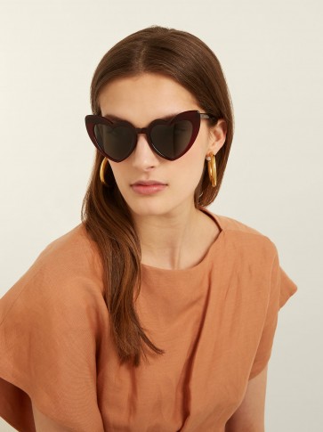 SAINT LAURENT Loulou heart-shaped acetate sunglasses ~ dark-red summer eyewear ~ vacation glamour