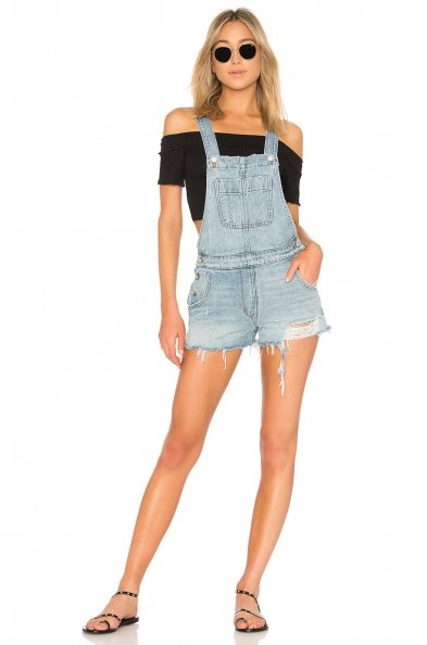 Lovers + Friends SCOTTY OVERALL in Carter | short denim dungarees - flipped