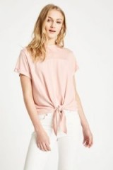JACK WILLS LUDFORD BOW FRONT T-SHIRT ~ knotted pink tee