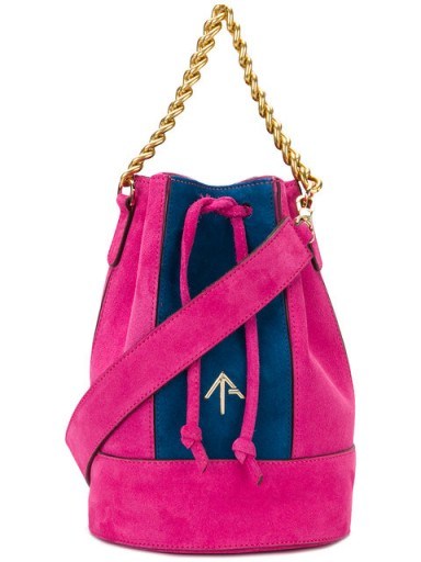 MANU ATELIER colour-block bucket tote – fuchsia bags – bright pink handbags - flipped