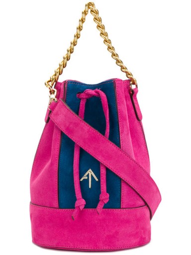 MANU ATELIER colour-block bucket tote – fuchsia bags – bright pink handbags