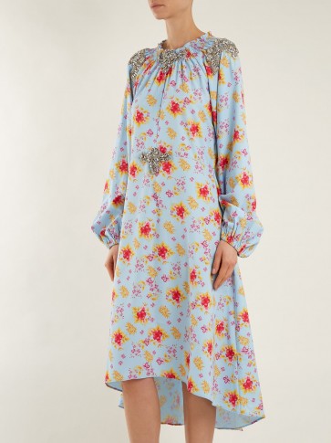DODO BAR OR Marisa floral-print crystal-embellished dress / elegant ruched neckline dresses