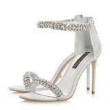 DUNE Marniee – Silver Bejewelled Open Toe Sandal | metallic jewelled sandals