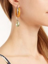 PETER PILOTTO Medium glass pendant double hoop earrings ~ orange and green teardrop hoops